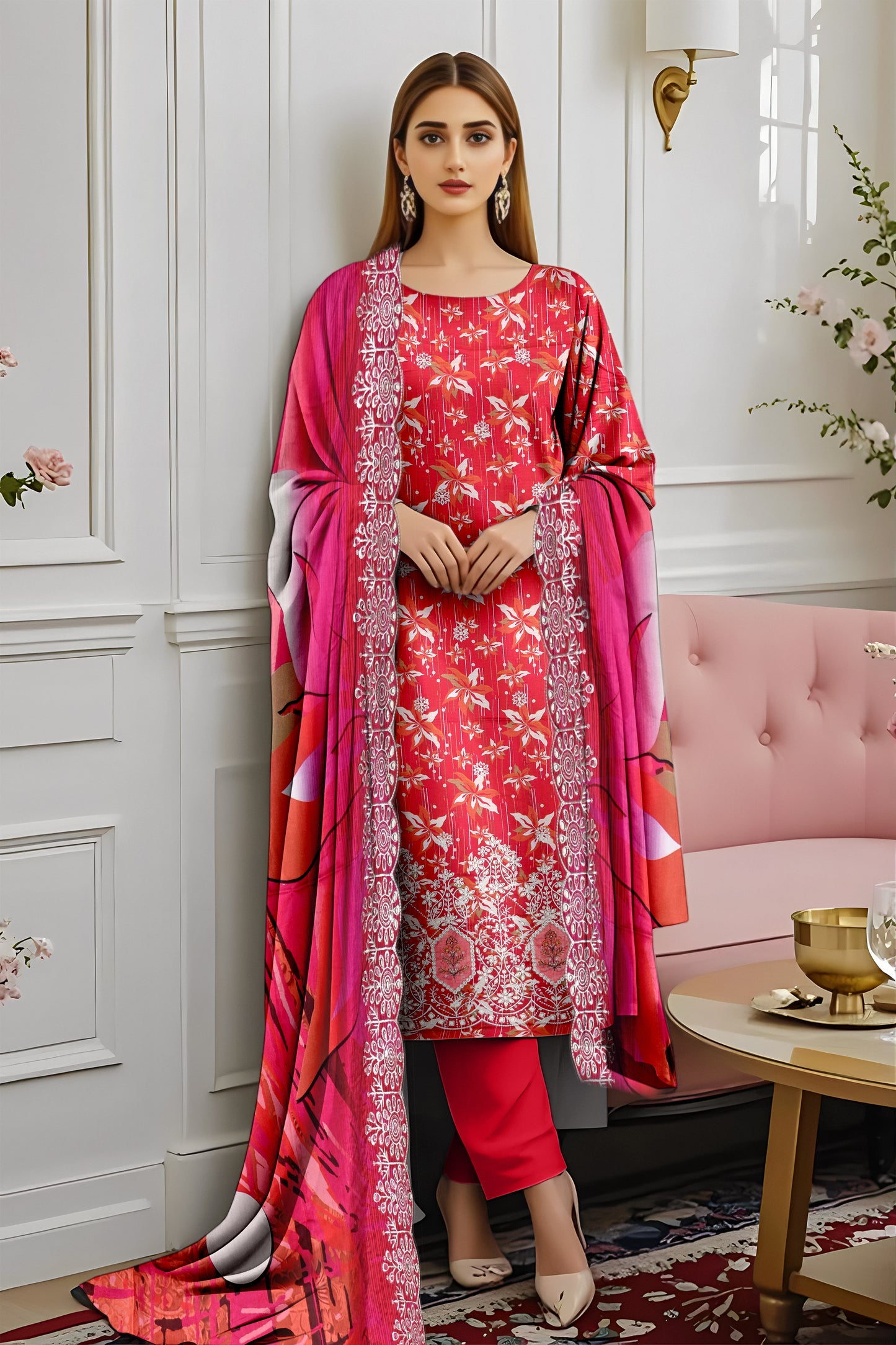 Doriya Viscose Applic Emb 3Pc