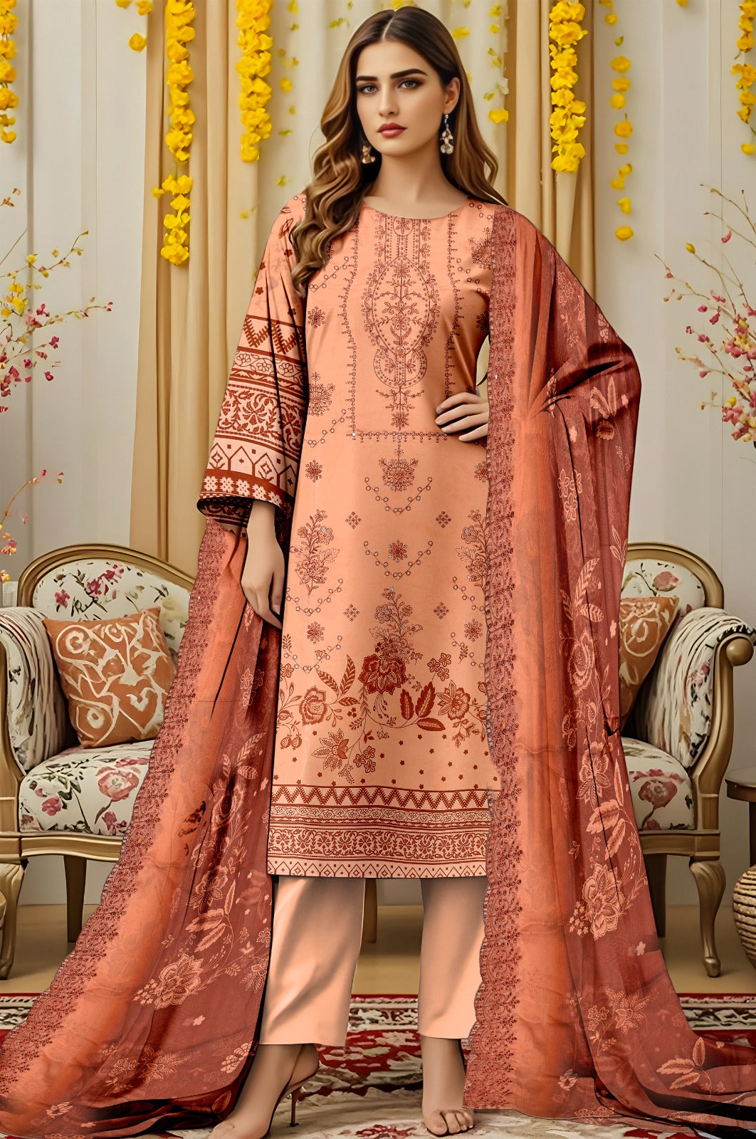 Viscose Embroidery 3Pc Suite