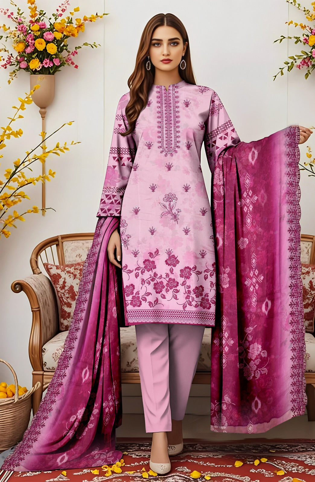 Viscose Embroidery 3Pc Suite