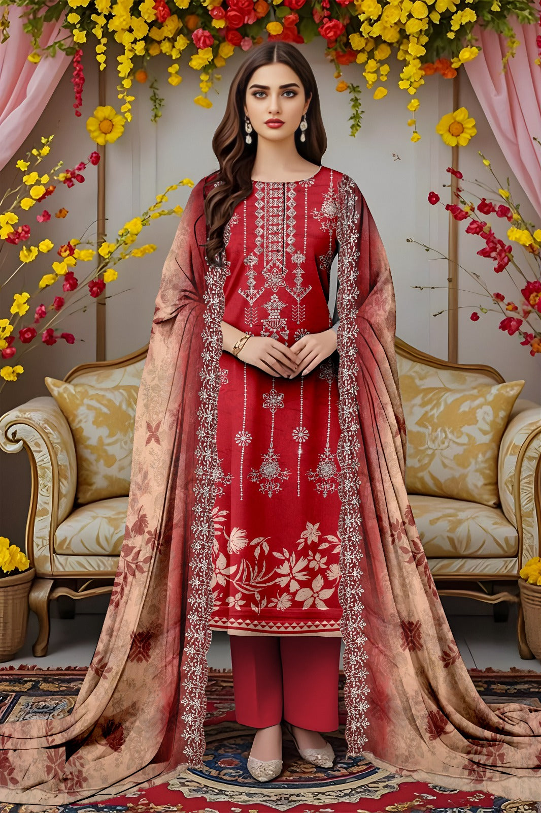 Viscose Embroidery 3Pc Suite