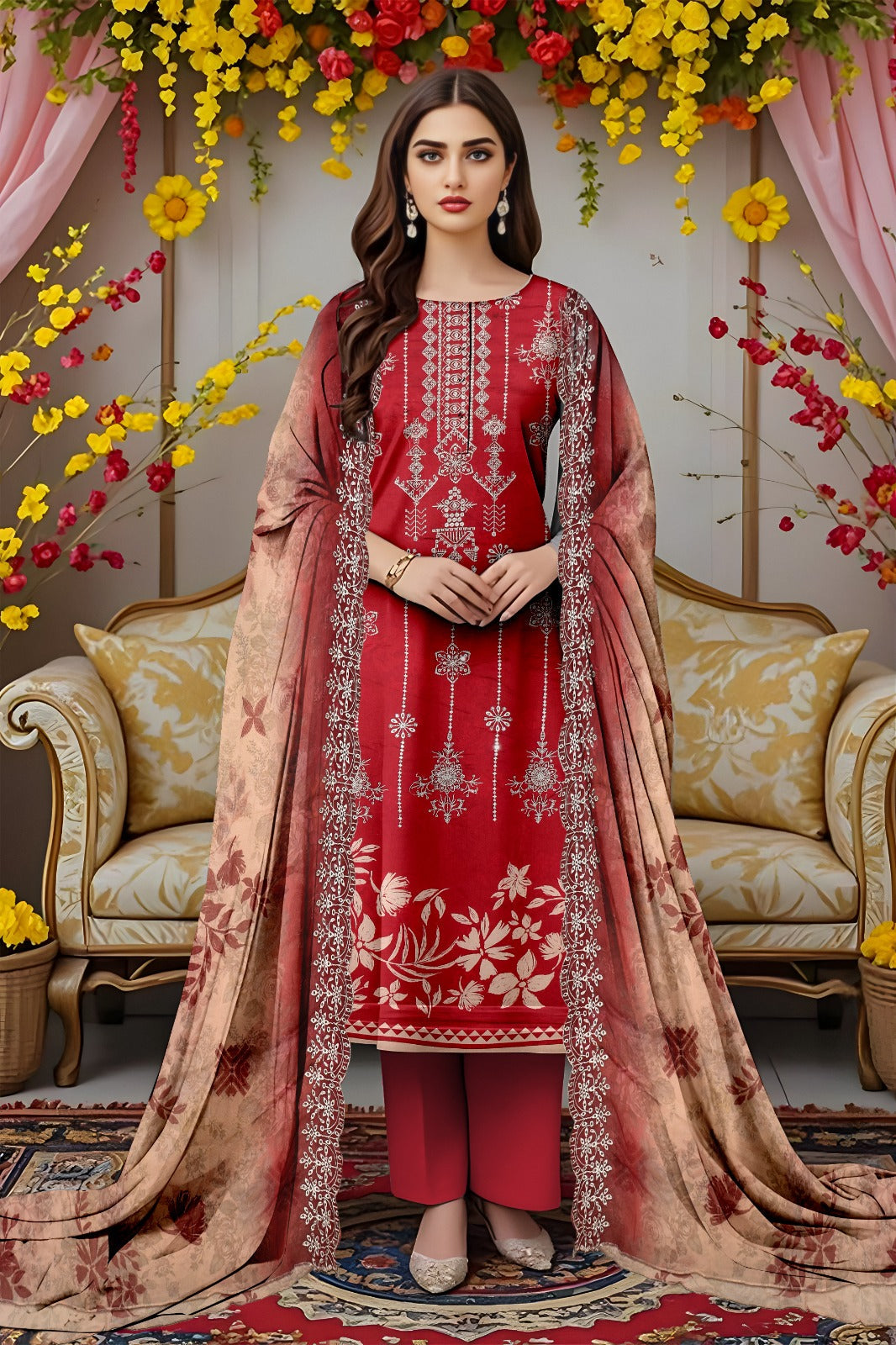 Viscose Embroidery 3Pc Suite