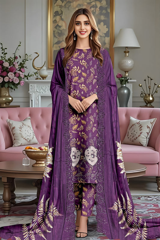 Doriya Viscose Applic Emb 3Pc