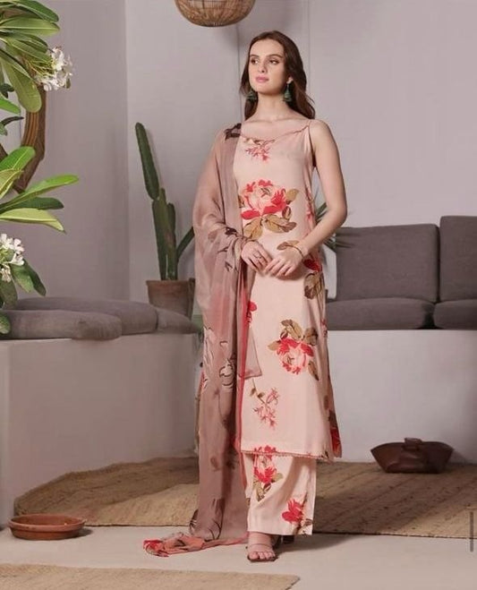 Allover Linen Bana Dora Printed 3Pc