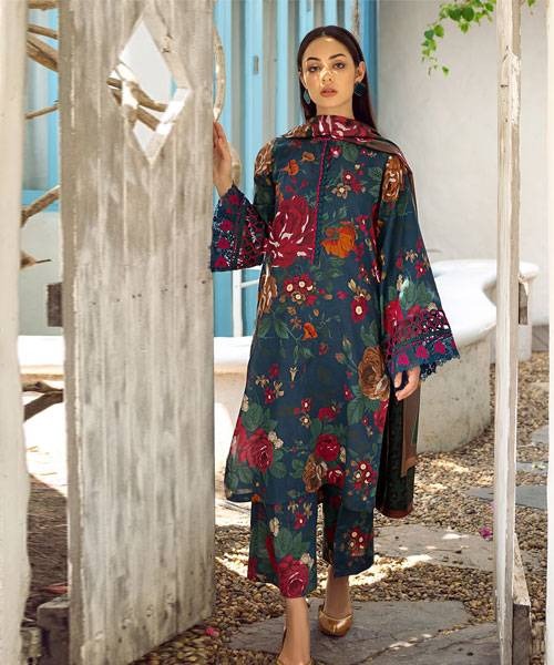 Allover Linen Bana Dora Printed 3Pc