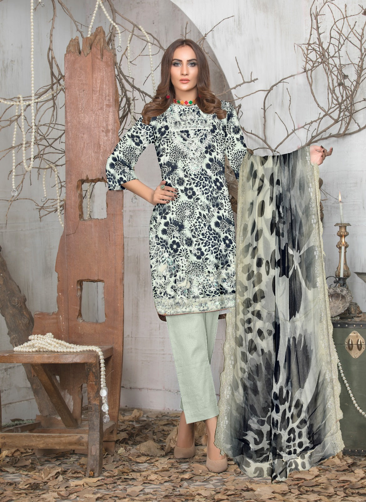 Viscose Applic Embroidery 3Pc Suite