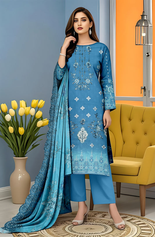 Viscose Applic Embroidered 3Pc
